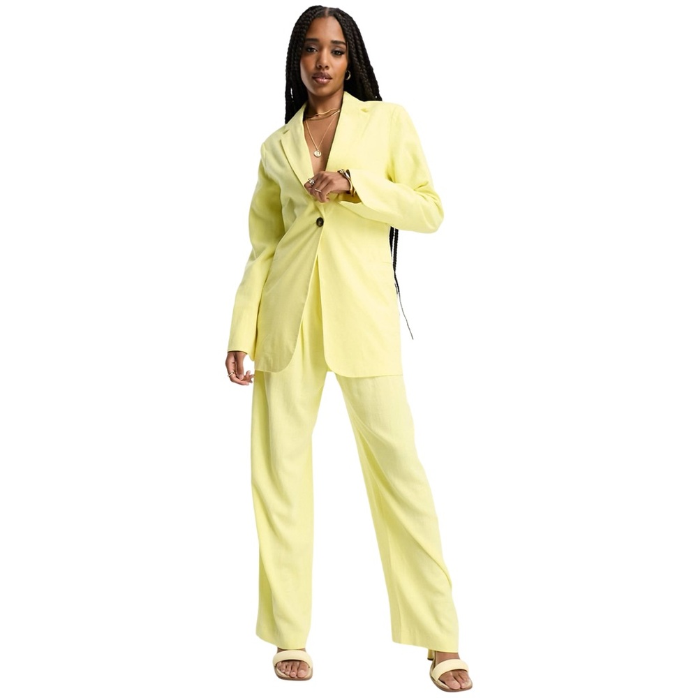 NWT ASOS Design Tall Suit Blazer with Linen in Lemon size 8T (Fits likea US 12) - Picture 3 of 10